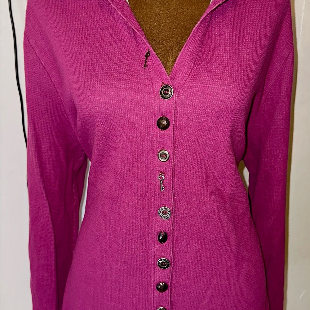 Soft Surroundings Fuchsia Button-Down Shirt